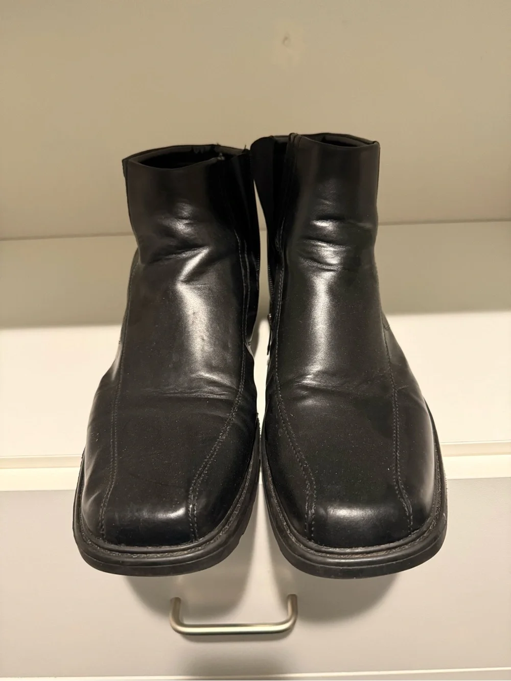 Aldo Men's Black Leather Square-Toe Zip Ankle Boots